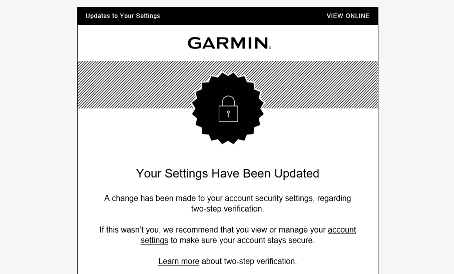 Garmin Introduces 2FA now